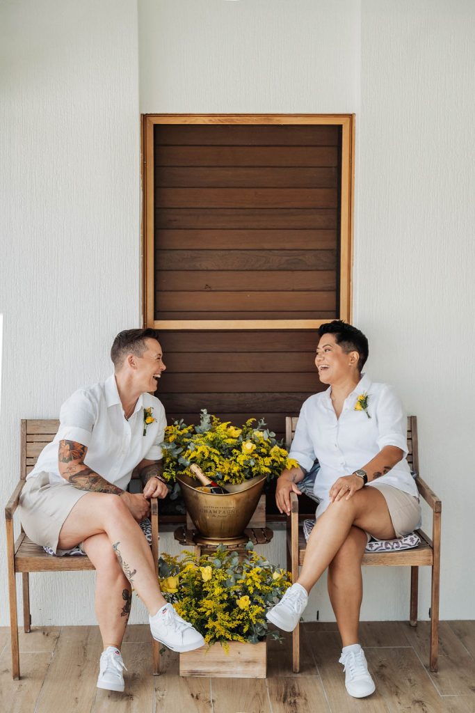 elopement attire for relaxed same sex wedding