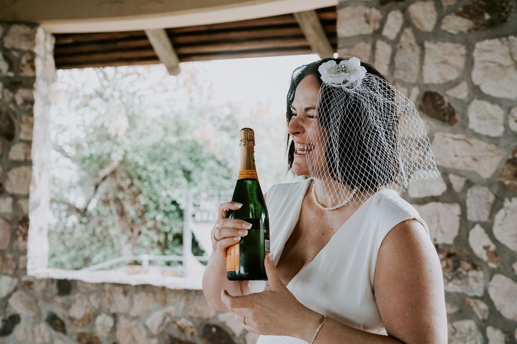 bride with champagne