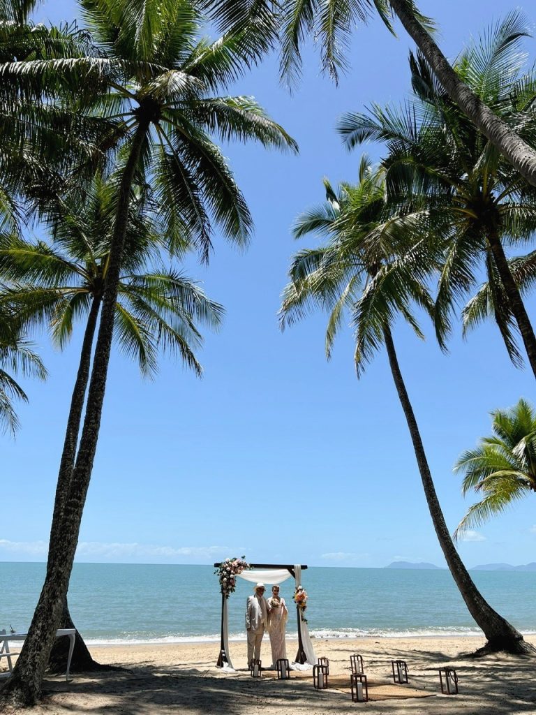 wedding ceremony white wedding area Palm Cove