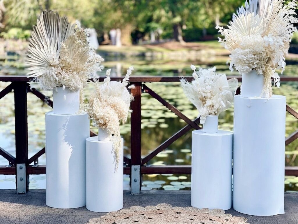 Round White Plinths - white florals 2